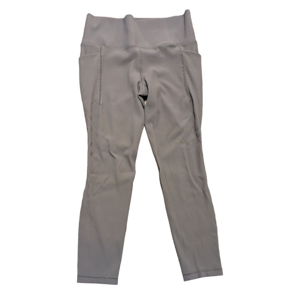 ATHLETA Women's Neutral Brown Tan Ribbed Cropped Leggings Size Large